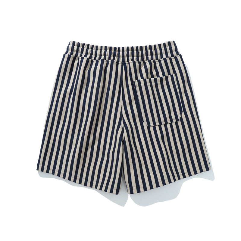 Men’s Striped Cotton Blend Elastic Waist Shorts