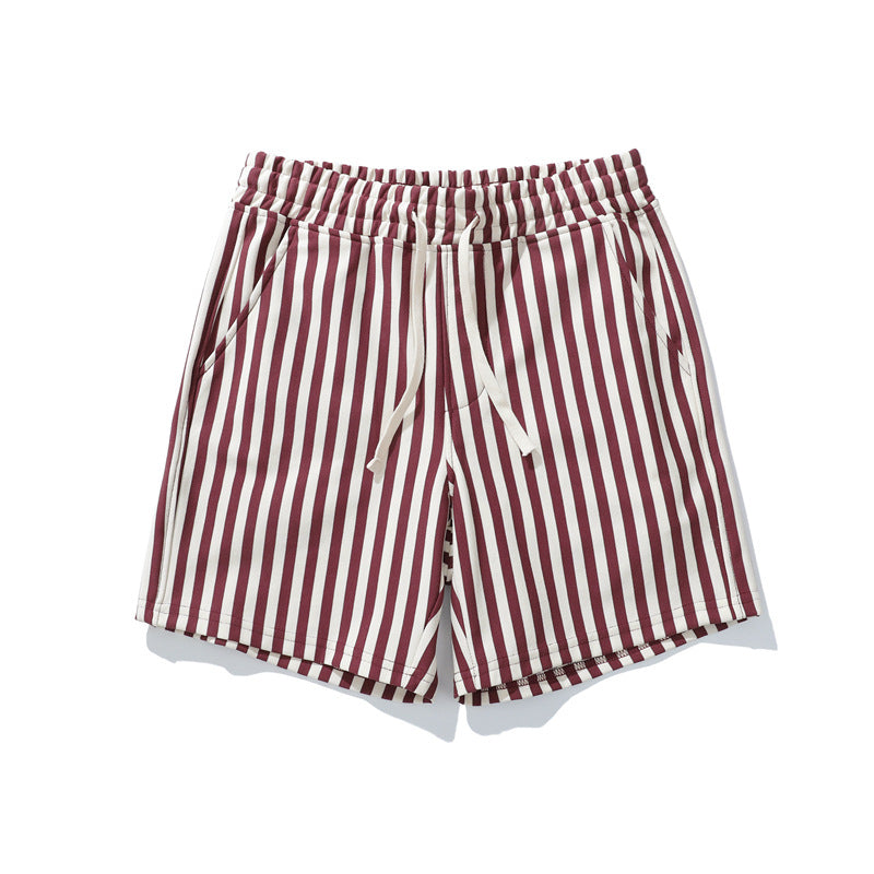Men’s Striped Cotton Blend Elastic Waist Shorts