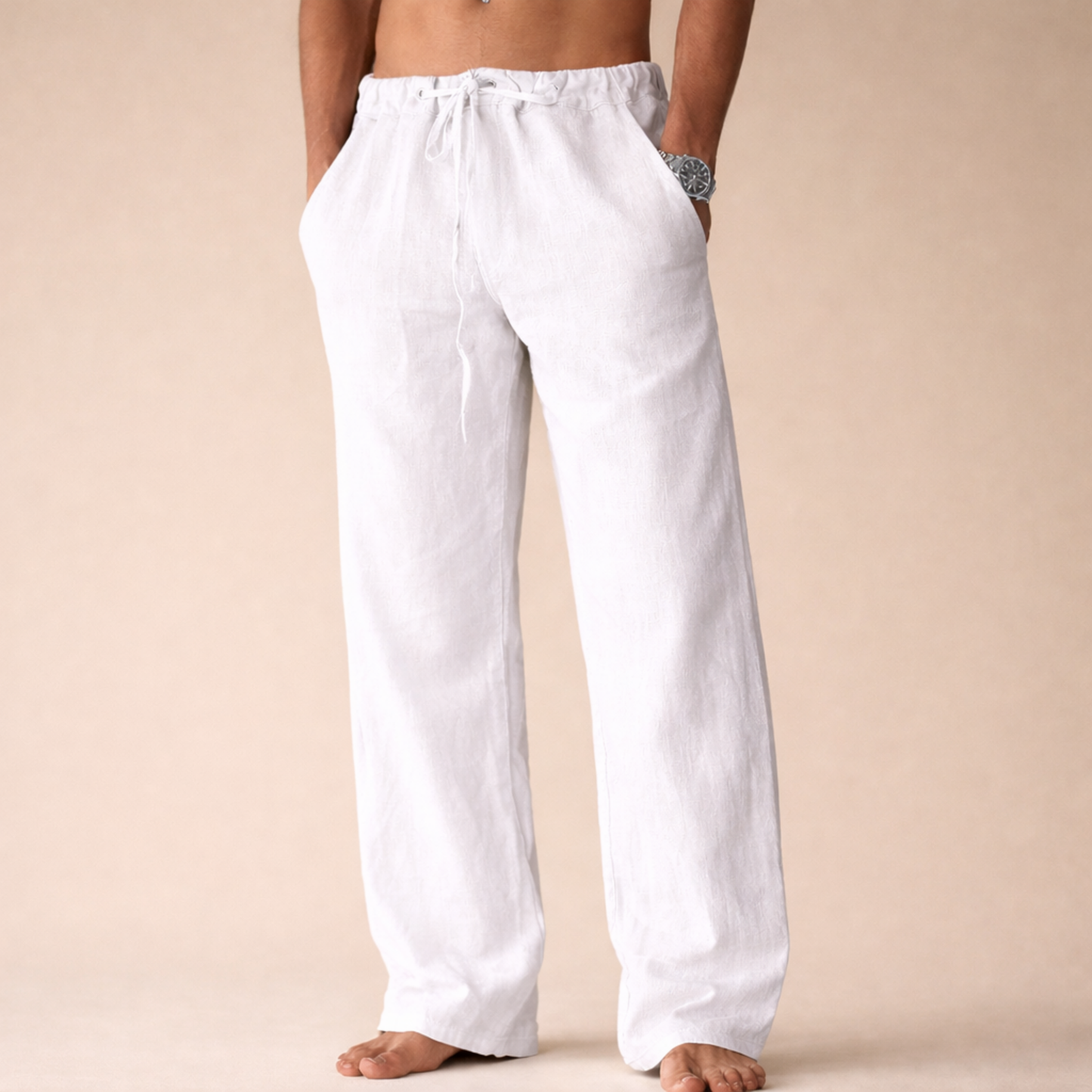 Pantalones informales de lino para hombre