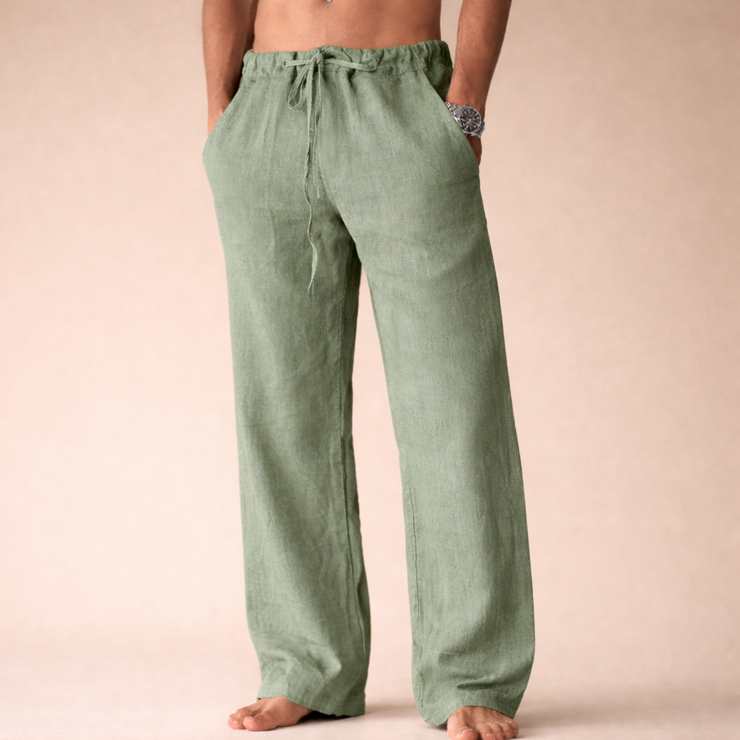 Pantalones informales de lino para hombre