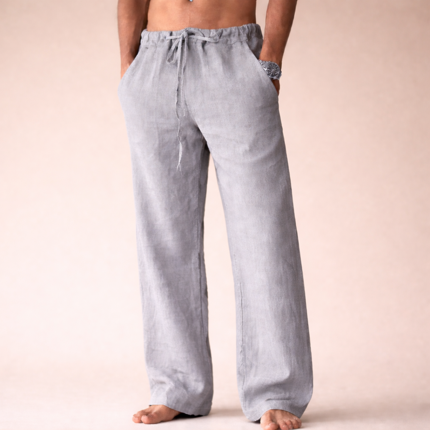Pantalones informales de lino para hombre