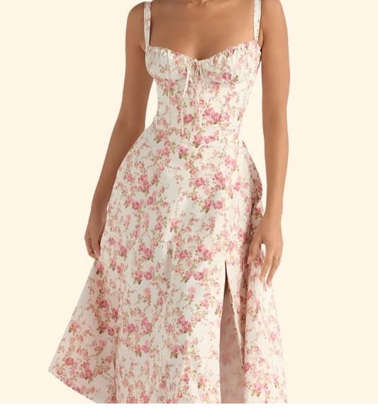 Vestido Floral Corte de Cintura