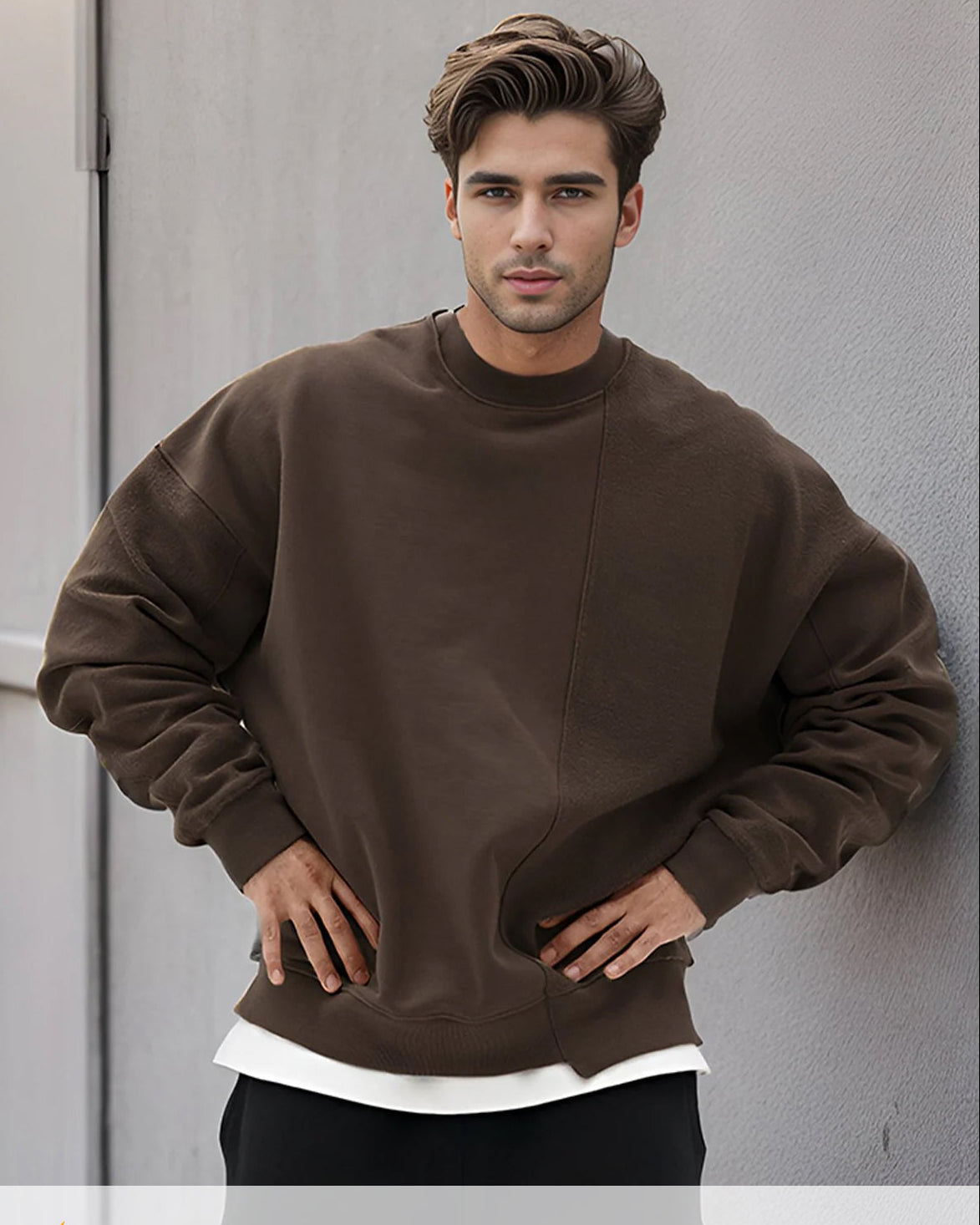 All Season Essential French Terry Patchwork Crew Sweatshirt( Final Restock)