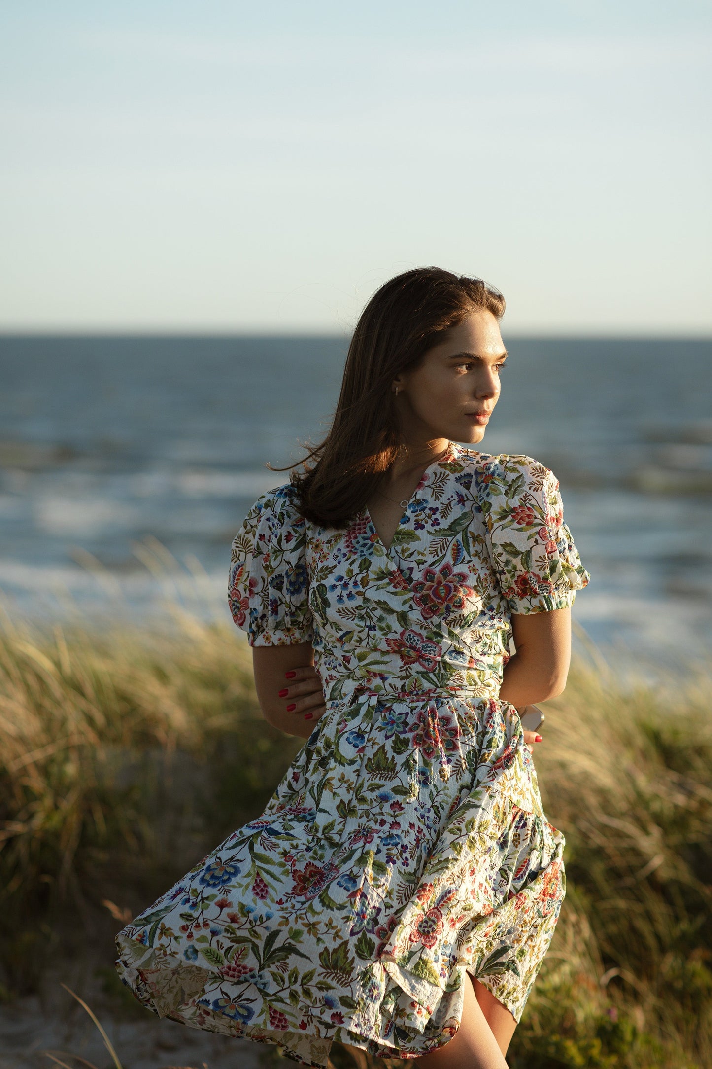 Vestido rojo con flores