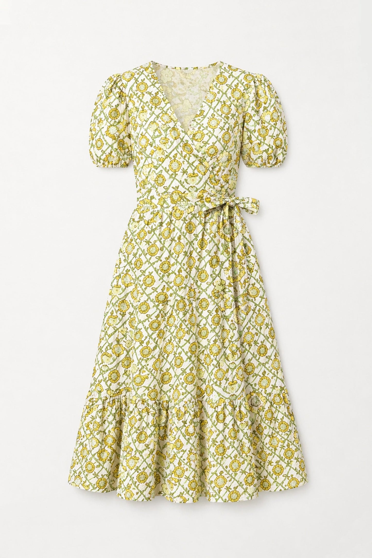 Vestido verde con estampado floral Cecile
