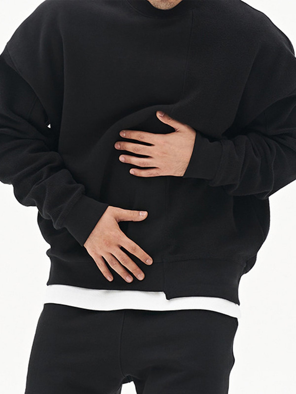 All Season Essential French Terry Patchwork Crew Sweatshirt( Final Restock)