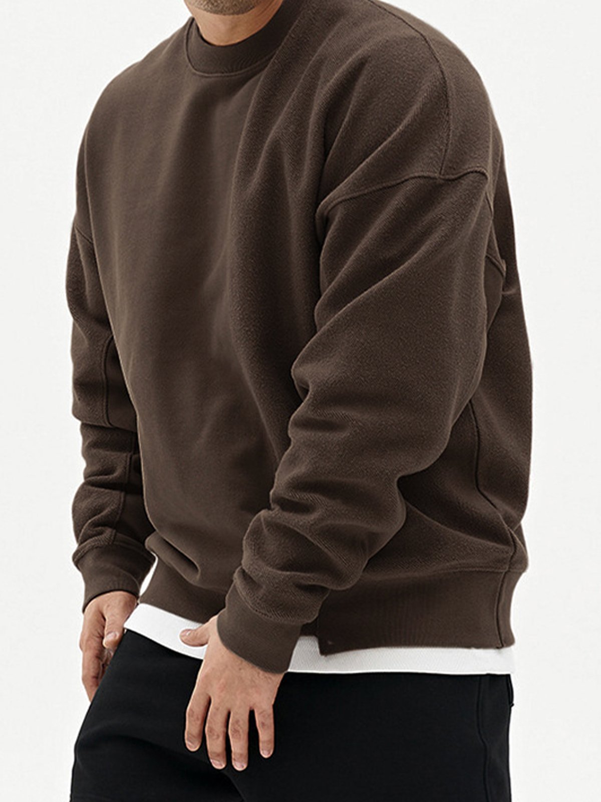 All Season Essential French Terry Patchwork Crew Sweatshirt( Final Restock)