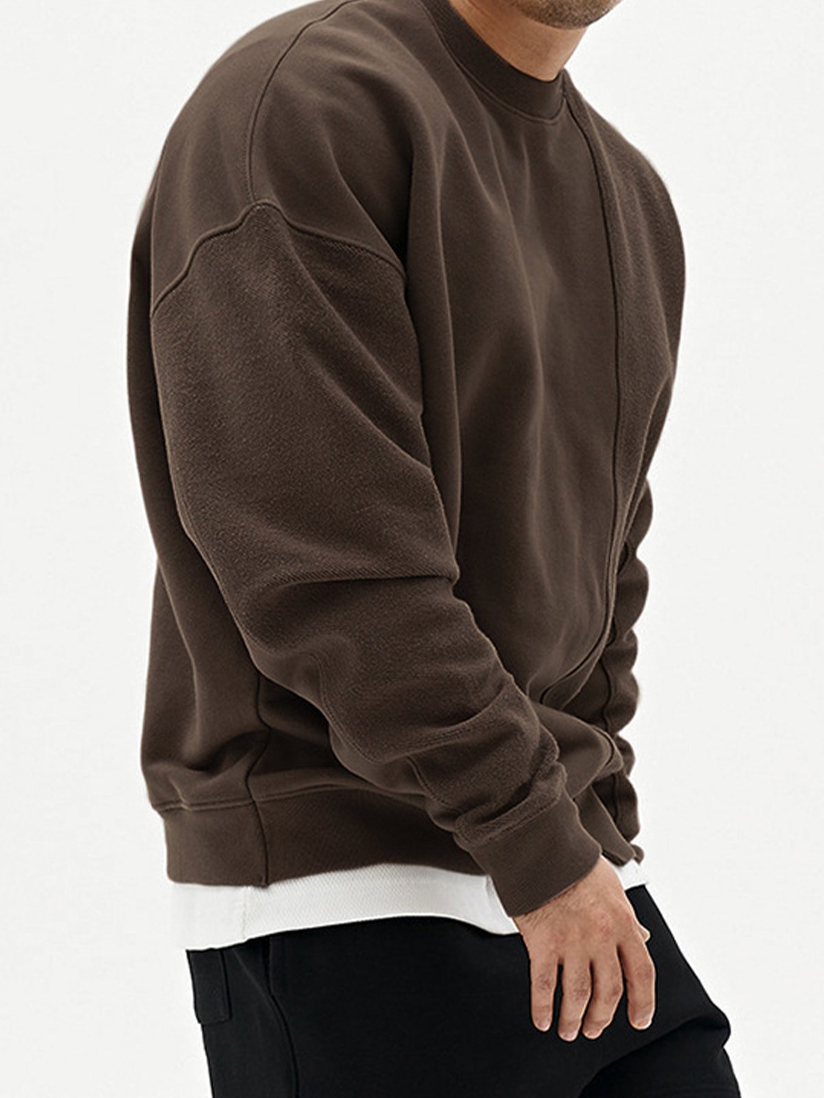 All Season Essential French Terry Patchwork Crew Sweatshirt( Final Restock)