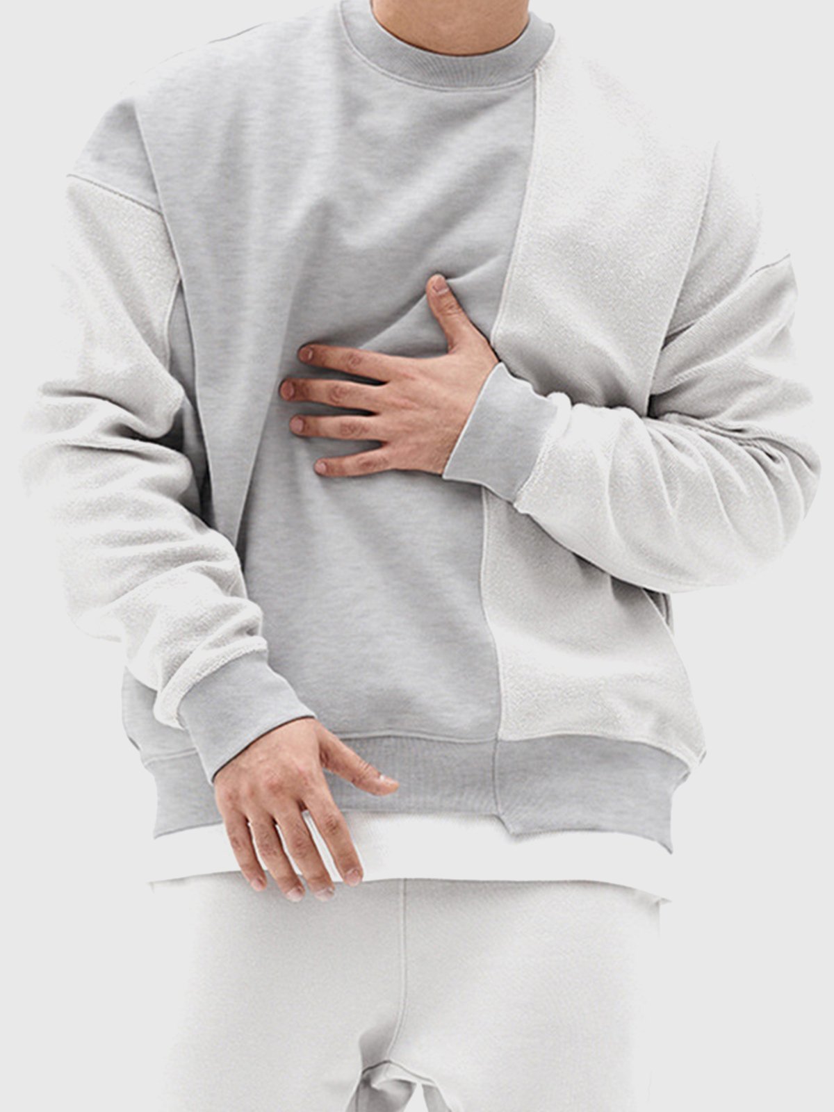 All Season Essential French Terry Patchwork Crew Sweatshirt( Final Restock)