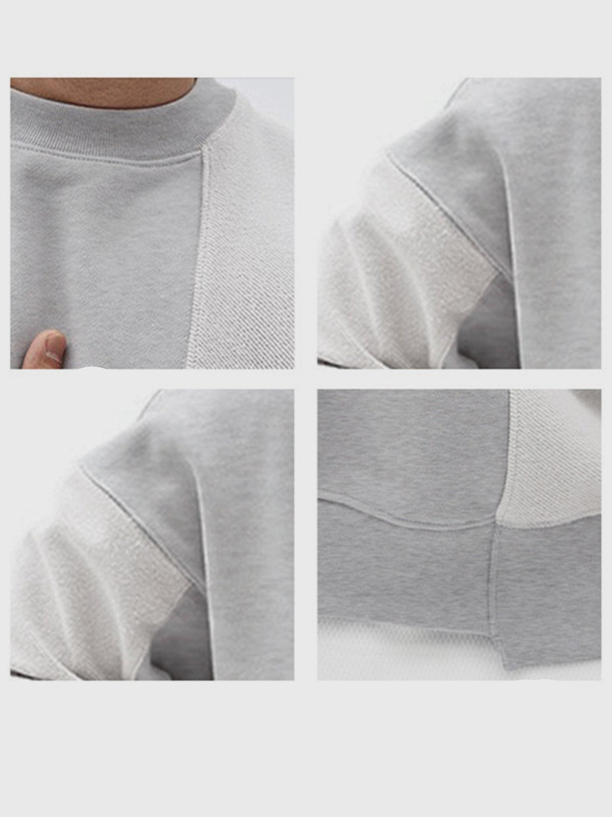 All Season Essential French Terry Patchwork Crew Sweatshirt( Final Restock)