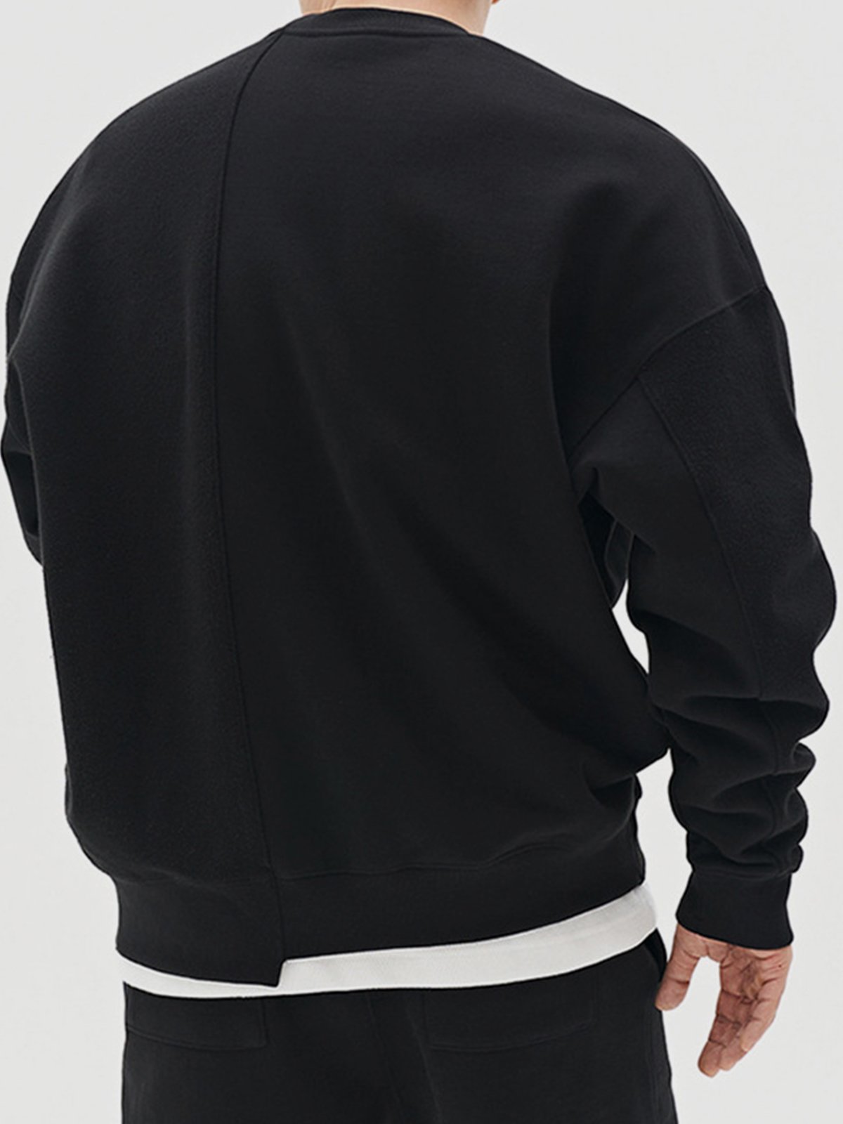 All Season Essential French Terry Patchwork Crew Sweatshirt( Final Restock)