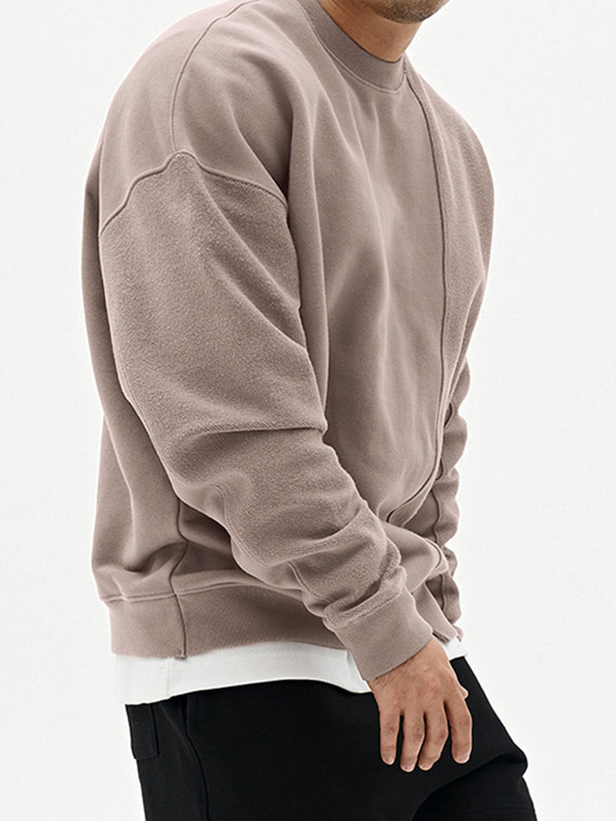 All Season Essential French Terry Patchwork Crew Sweatshirt( Final Restock)