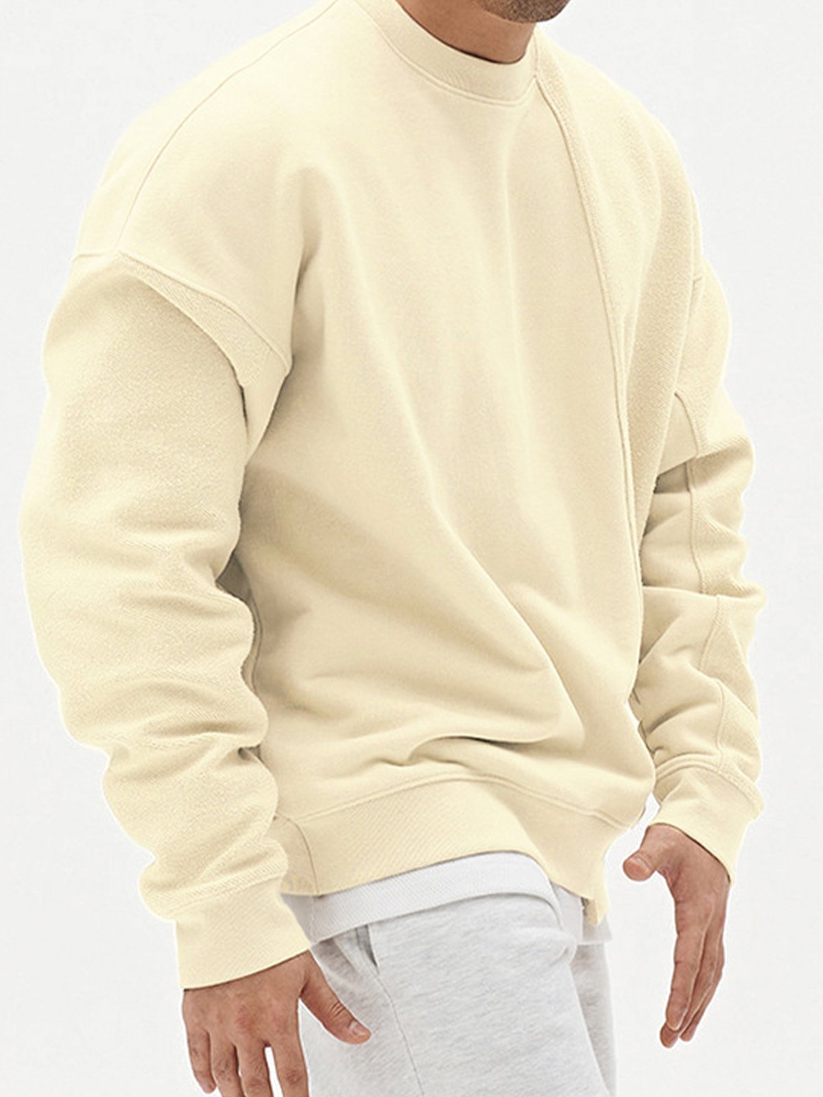 All Season Essential French Terry Patchwork Crew Sweatshirt( Final Restock)