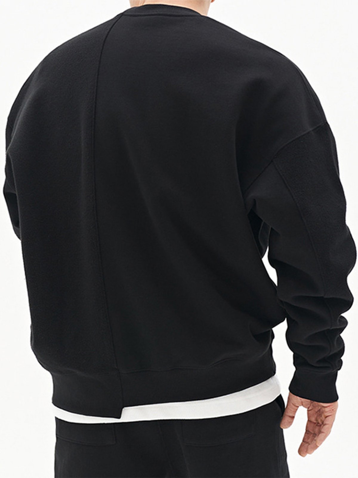 All Season Essential French Terry Patchwork Crew Sweatshirt( Final Restock)