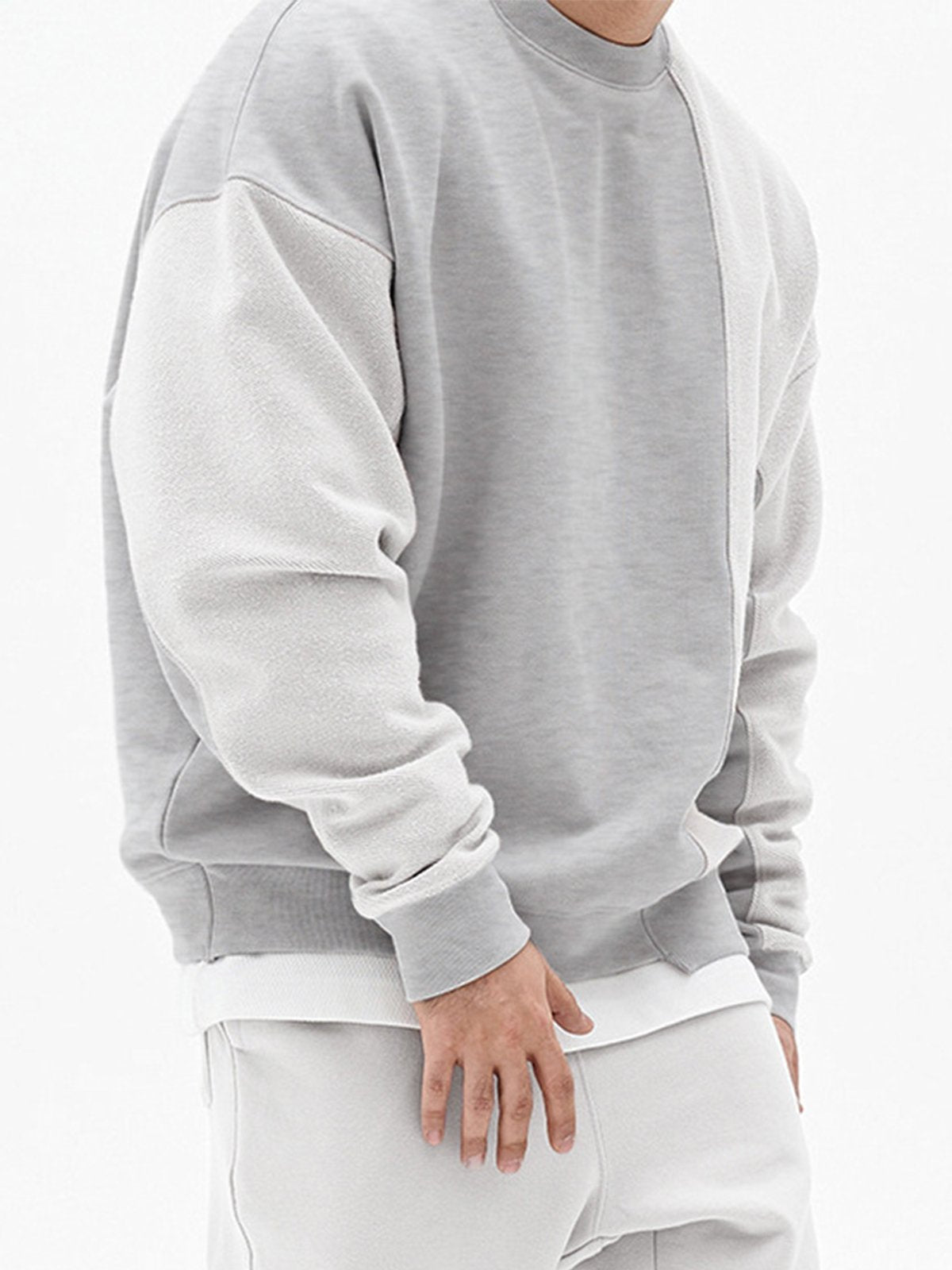 All Season Essential French Terry Patchwork Crew Sweatshirt( Final Restock)