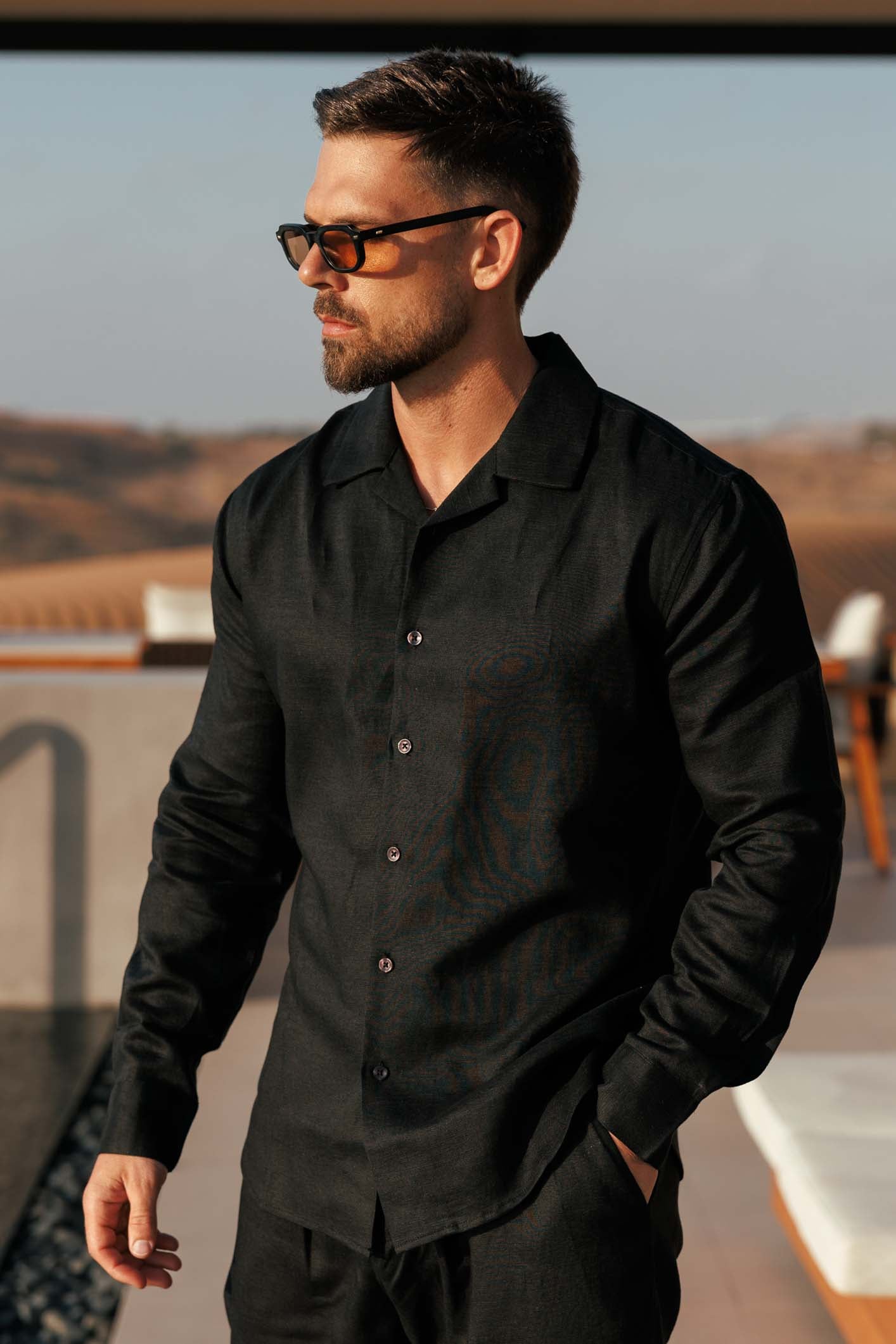 CAMISA DE LINO - NEGRA