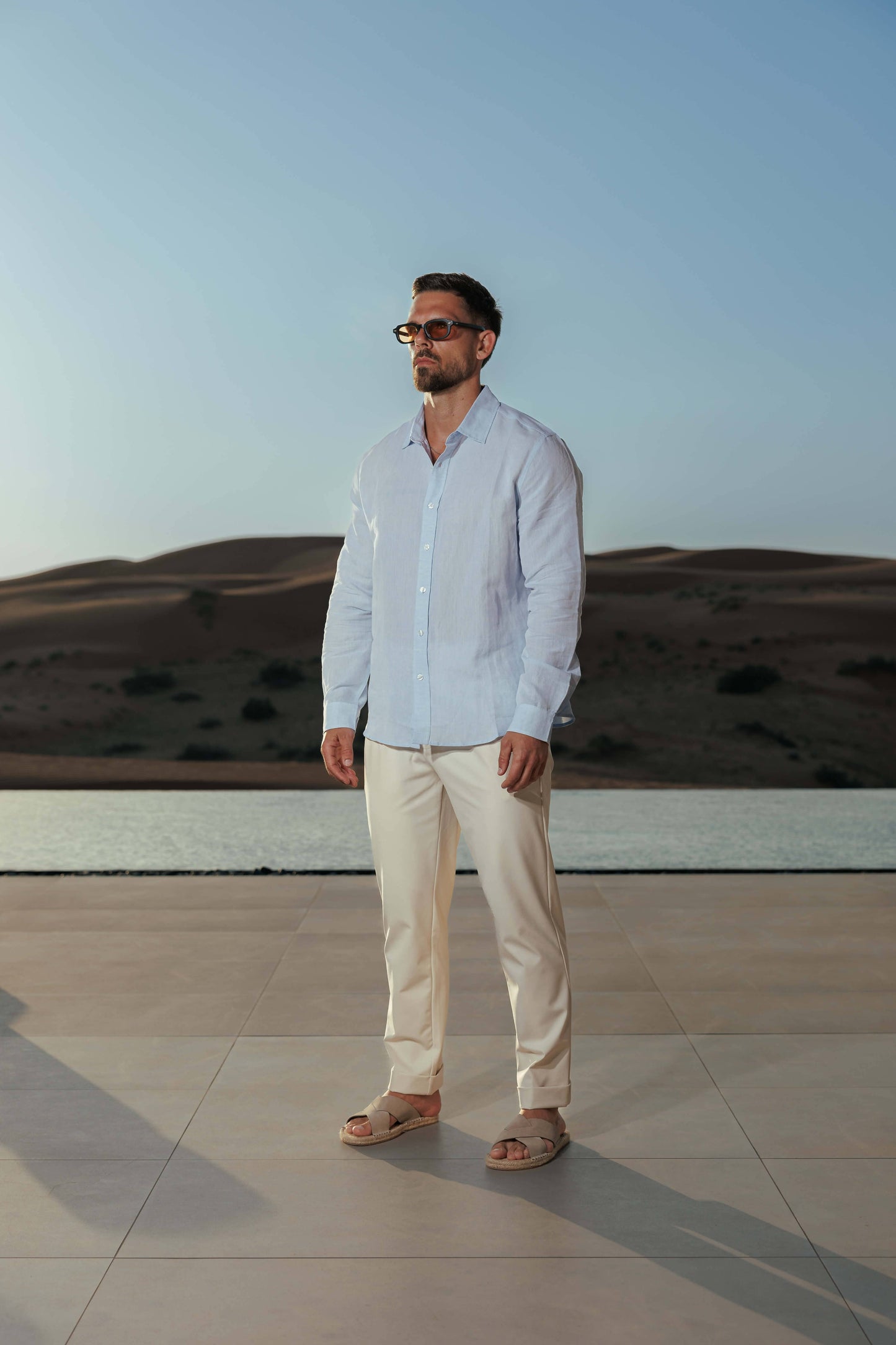 CAMISA DE LINO DE LUJO - AZUL CLARO