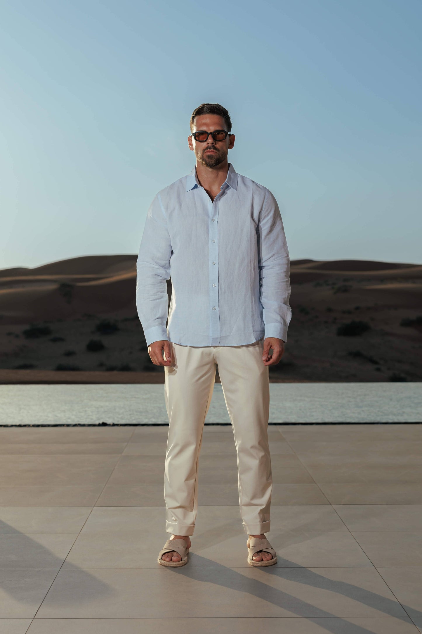 CAMISA DE LINO DE LUJO - AZUL CLARO