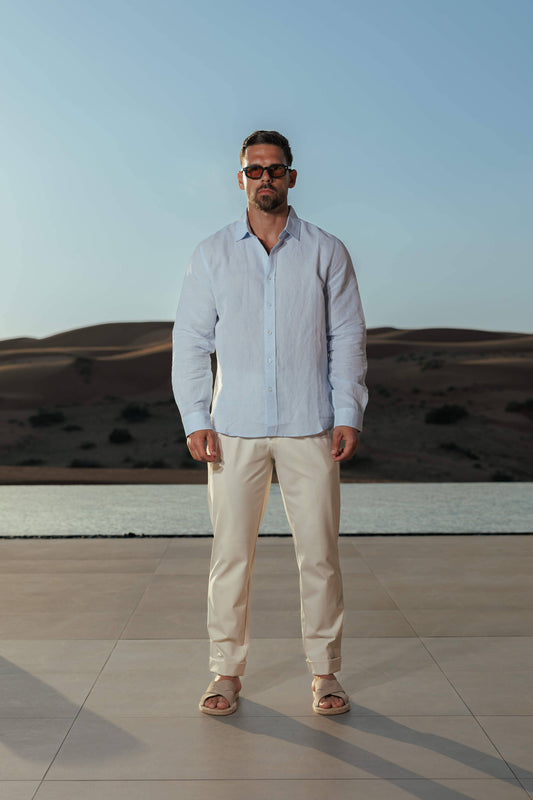 CAMISA DE LINO DE LUJO - AZUL CLARO