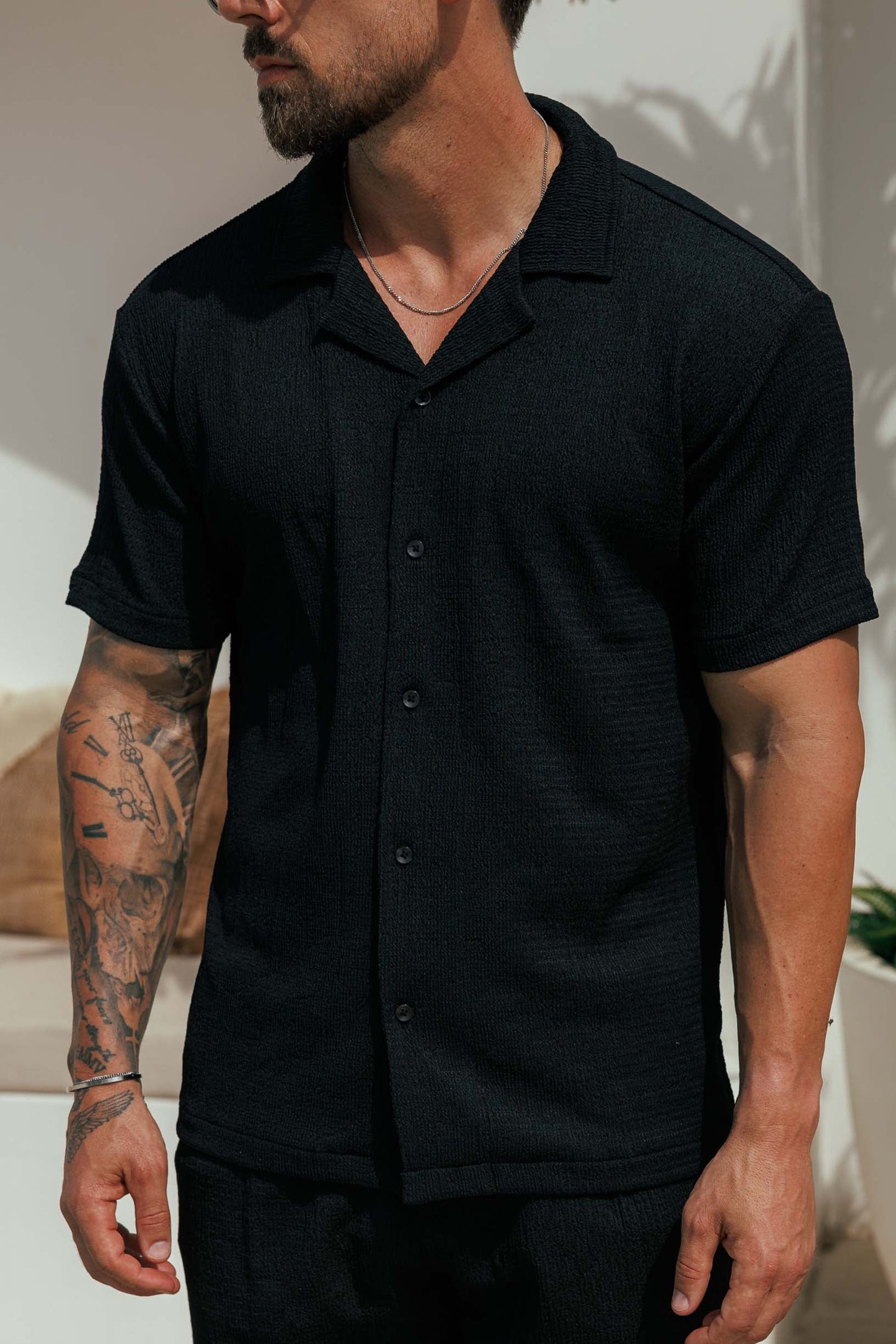 CAMISA CON TEXTURA - NEGRA