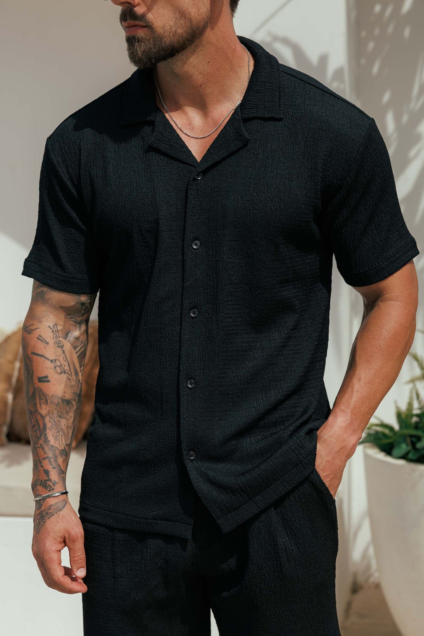 CAMISA CON TEXTURA - NEGRA